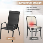 TLSUNNY Patio Chairs, Stackable Textilene Outdoor Dining Furniture for All Weather, with 17.7″ Wide Seat & Metal Frame, for Garden, Backyard, Deck, Restaurant, Poolside (6, Black, 26.4″) - Image 9