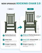 SEWALL HDPE Rocking Chair, Oversized Outdoor Rocking Chair for Adults, Patio Rocker for Porch, Avocado Green - Image 6