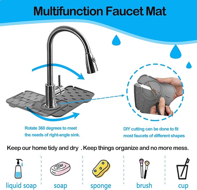 Mini Splash Guard 8.3" Dual-Sided Faucet Splash Guard Small Faucet Handle Drip - Image 2