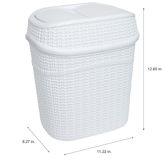 Bath Bliss Sailor Knot Swing Top Waste Bin | Dimensions: 11.22" x 8.27" x 12.6" - Image 5