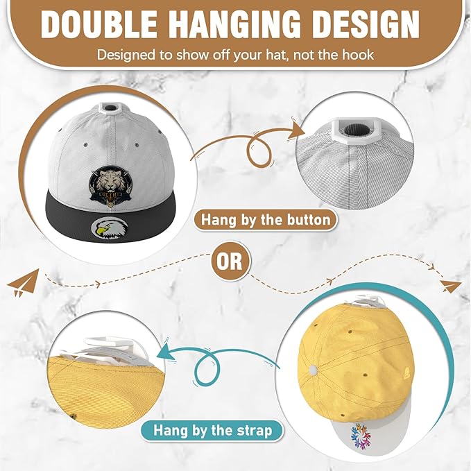 36 Pack Adhesive Hat Hooks for Wall, Super Strong Hat Rack for Baseball Caps - Image 3