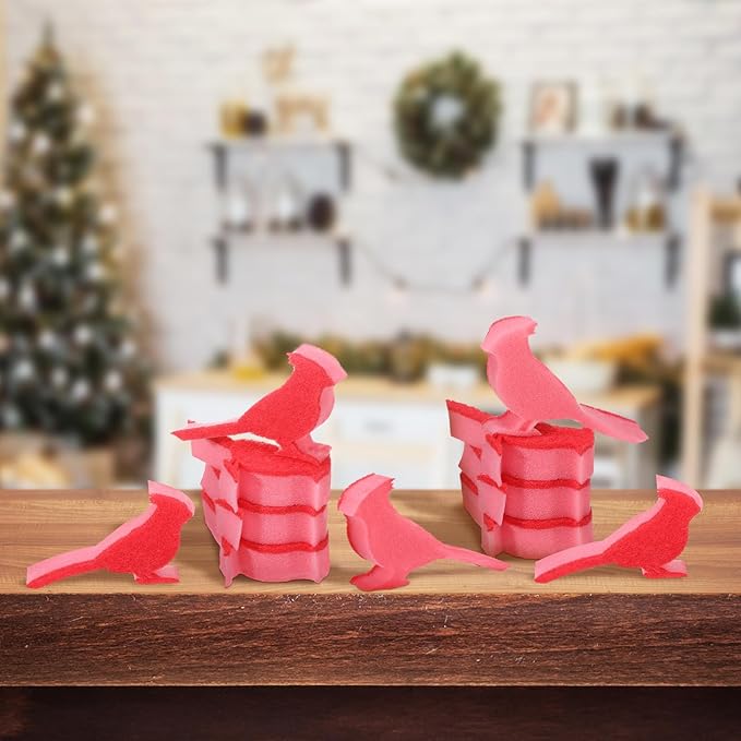 Tioncy 12 Pack Christmas Red Bird Kitchen Sponges Red Cardinal Bulk Dual Sided - Image 4