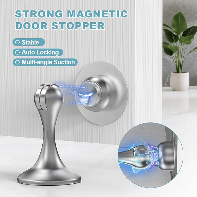 Magnetic Door Stoppers 4 Pack, Stainless Steel Door Stops - Image 2