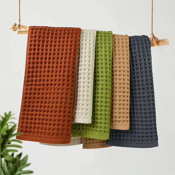 Jacquotha Waffle Hand Towel Set – Cotton Soft Lint-Free Quick Drying Towels - Image 3