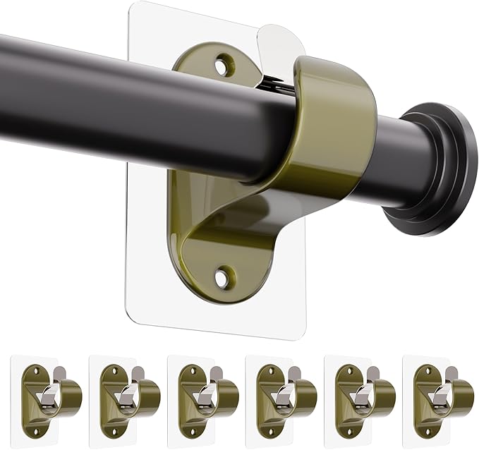 ANDGOO 6 Pack No Hole Curtain Rod Brackets Hangers, Self Adhesive Curtain Rod by ANDGOO