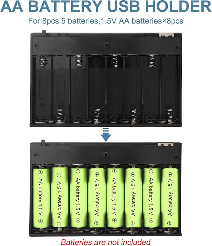 2 PCS 8 AA Battery Holder with USB Port, 12V Battery Box Case - Image 4
