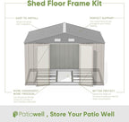 Patiowell 10 x 8 FT Outdoor Storage Shed with Floor Frame, Large Garden Tool Metal Shed with Sloping Roof and Double Lockable Door for Backyard Garden Patio Lawn,Brown - Image 3