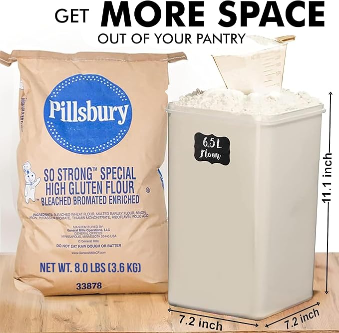 WHITE FEATHER SUPPLIES 2 PC Large Flour Sugar Storage Containers - Image 2