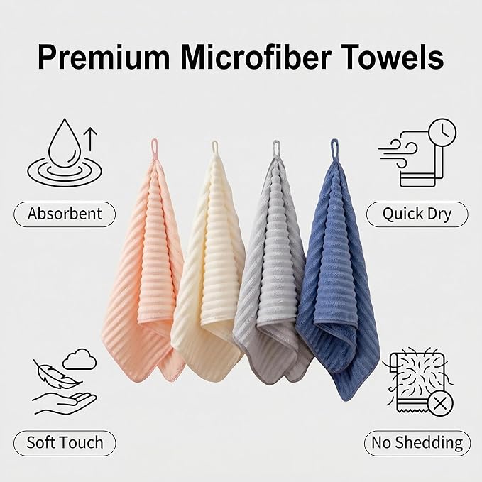 4PCS Microfiber Hand Towels for Bathroom Christmas Decorations Quick Dry Small - Image 4