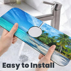 Beach Tropical Palm Tree Waves Travel Island Kitchen Sink Splash Guard Faucet - Image 6