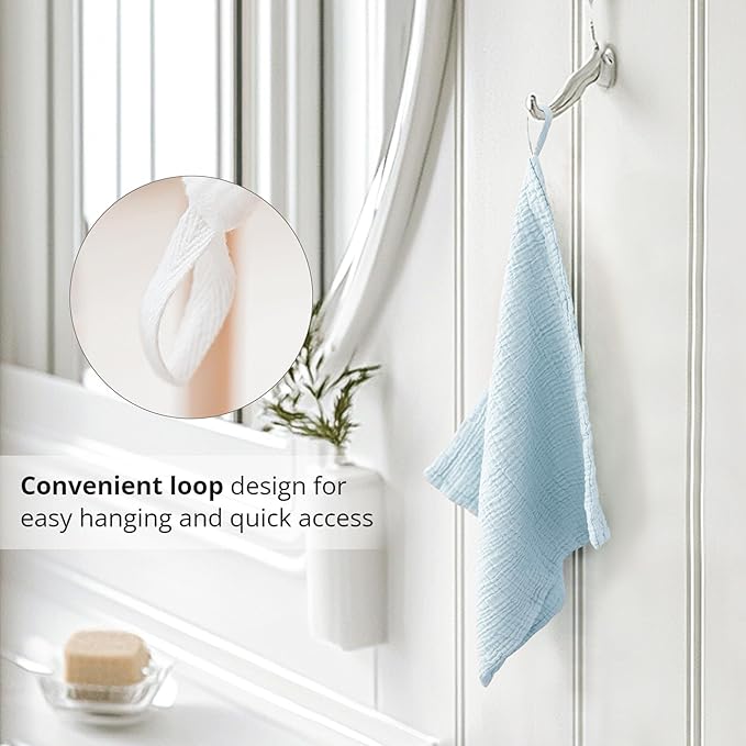 Konssy 7-Pack Ultra Soft Muslin Cotton Face Wash Cloths, Reusable Absorbent - Image 4