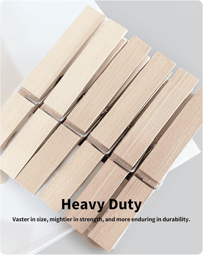 Clothes Pins Wooden Clothespins, Heavy Duty Outdoor Large Pegs 3.55 Inch 50 Pack - Image 8