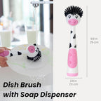 Vigar Moo Cow-Shaped Soap Dispensing Dish Brush, Dish Brush - Image 2