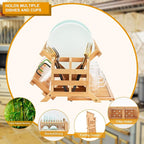 Bamboo Dish Drying Rack, 3 Tier Collapsible Wooden Dish Drainer Rack - Image 9