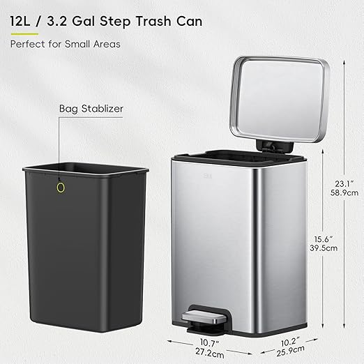 EKO Madison 12L / 3.2 Gal Bathroom Trash Can - Image 7