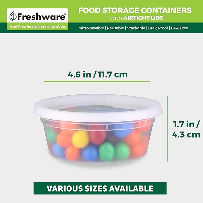 Freshware Food Storage Containers 8 oz Plastic Deli Containers - Image 3