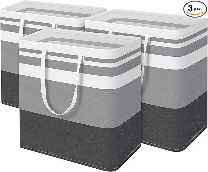HomeHacks 3-Pack Large Laundry Basket, Waterproof, Freestanding Laundry Hamper by HomeHacks