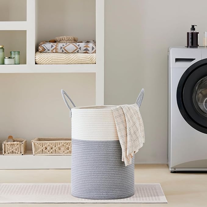 VIPOSCO Large Laundry Hamper, Tall Woven Rope Storage Basket - Image 7