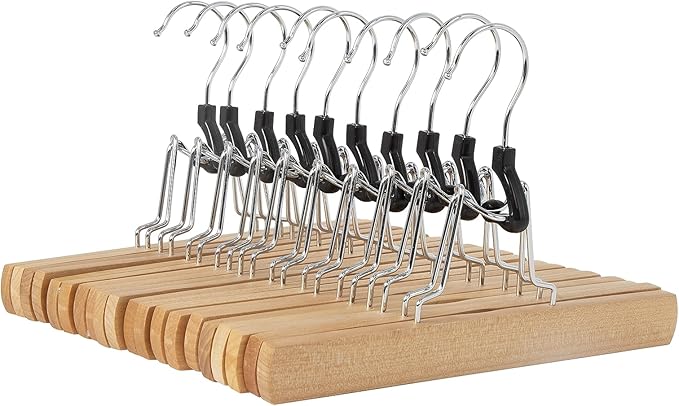 Amazon Basics Wooden Pants Hangers Closet Organizer by AmazonBasics