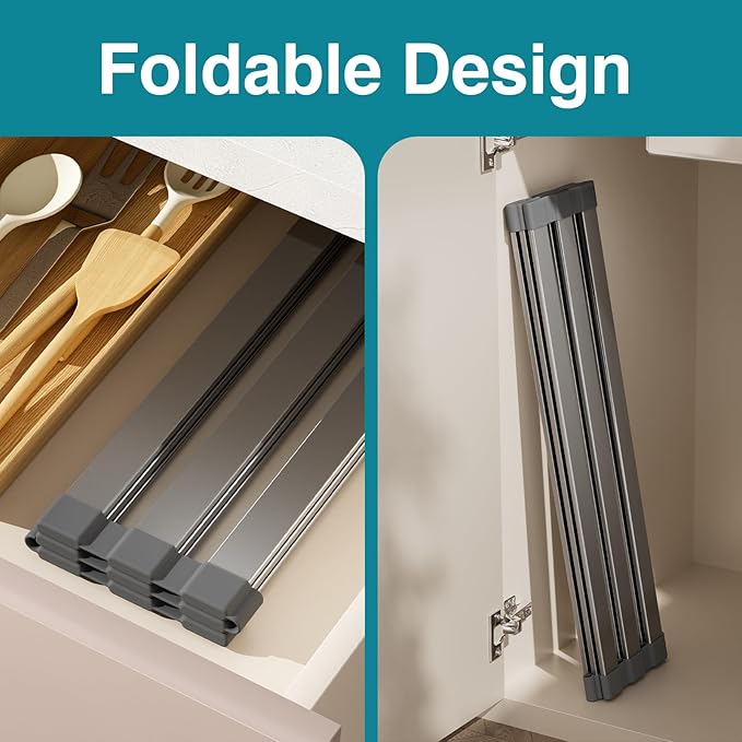 Aluminum Roll Up Dish Drying Rack Over The Sink, 17.7" x 13.4" Rust-Proof - Image 5