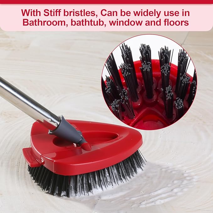 Scrub Brush with Refill Base, Spin Mop Head Scrubber Replacement Compatible - Image 4