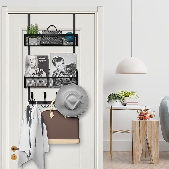 Over The Door Hooks Organizer, Coat Rack Over The Door Storage Hanger Towel Rack - Image 5