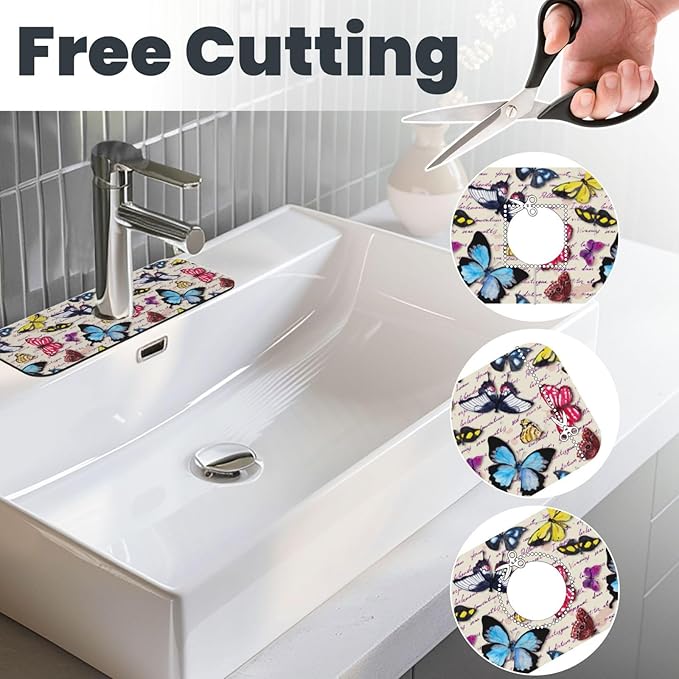 Butterfly Beautiful Vintage Butterflies Kitchen Sink Splash Guard Faucet Mat 1 - Image 3