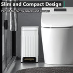 Small Bathroom Trash Can with Lid Soft Close-6L/1.6 Gal Slim Step Garbage - Image 2