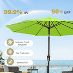 MEWAY 9ft Patio Umbrella Outdoor Table Umbrellas with Push Button Tilt and Crank, Market Umbrella 8 Sturdy Ribs for Deck, Garden, Pool and Backyard, Apple Green - Image 5