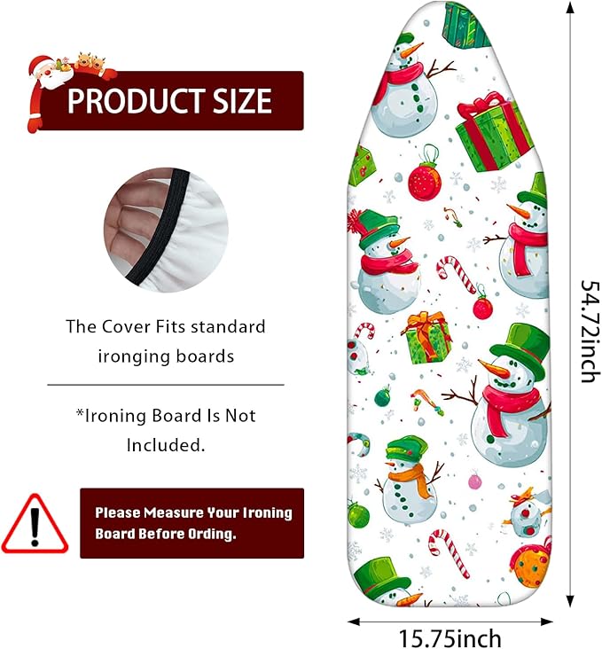 Nuxovilar Ironing Board Cover Winter Snowman Collage Pattern Polyester 15x54 - Image 3