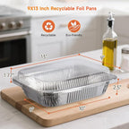 Aluminum Pans with Clear Lids 9x13-10 Pack Aluminum Foil Pans, Heavy Duty - Image 2