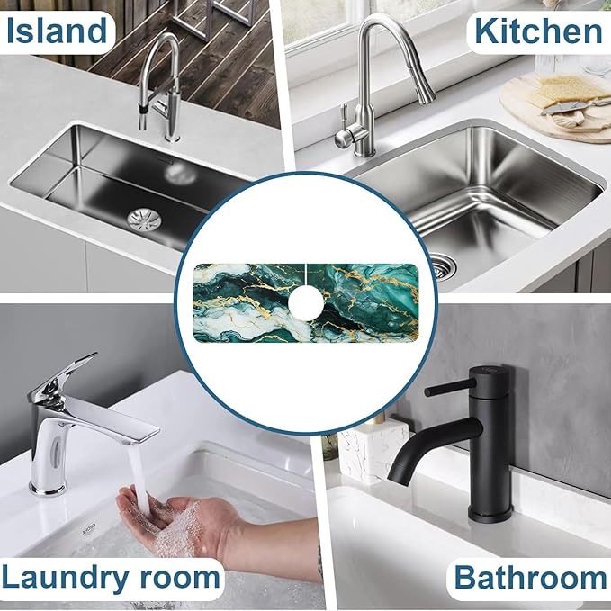 Green Marble Sink Faucet Absorbing Mat Liquid Gold Marble Super Absorbent Fast - Image 7