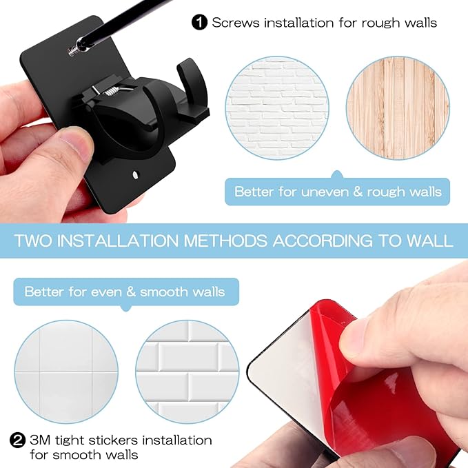 2 Pieces Self Adhesive Curtain Rod Bracket, Universal Plastic Curtain Rod - Image 5
