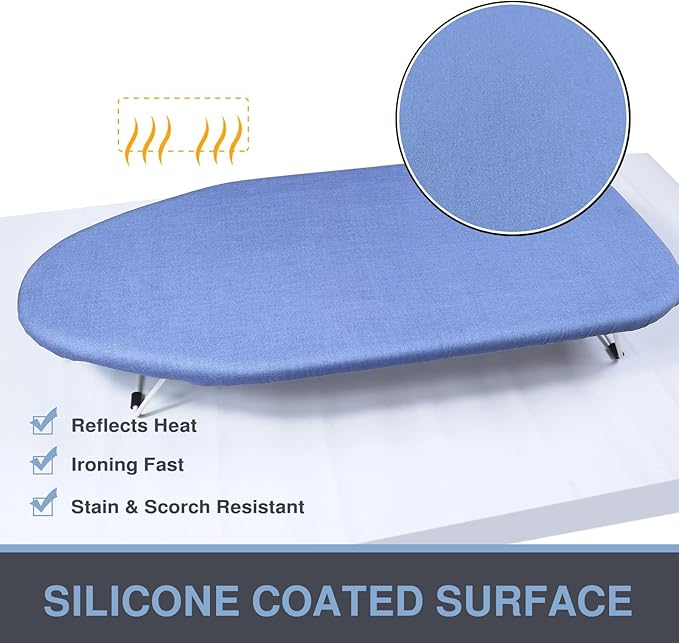 Small Ironing Board Cover and Pad 12.5 x 30, Elastic Edge, Silicone Coated - Image 5