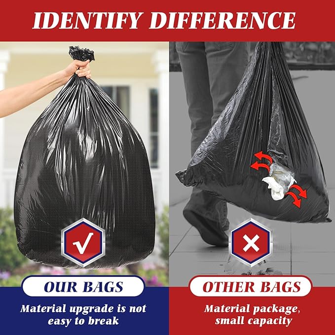 30-33 Gallon 100 Counts Large Trash Bags w/Ties Black Garbage Bags, Large Trash - Image 6