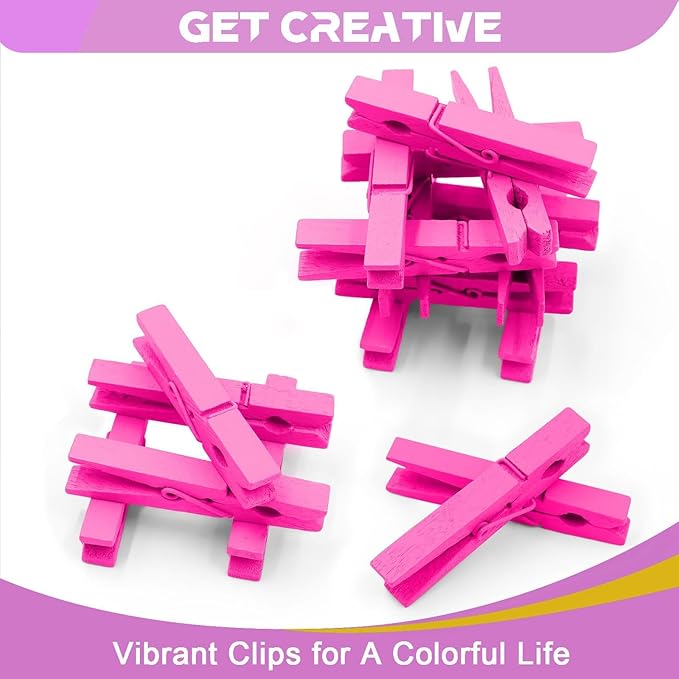 100 Pack Wooden Clothespins for Crafts, Colored Clothes Pins for Hanging - Image 5