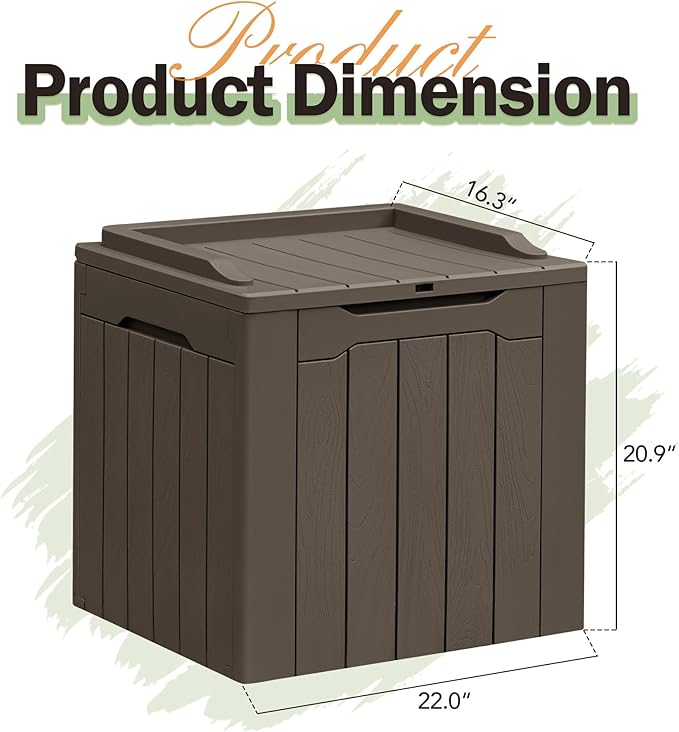 Greesum 31 Gallon Resin Deck Box All Weather Outdoor Storage Boxes for Patio Furniture Set,Outdoor Toys,Garden Tools,Brown - Image 6