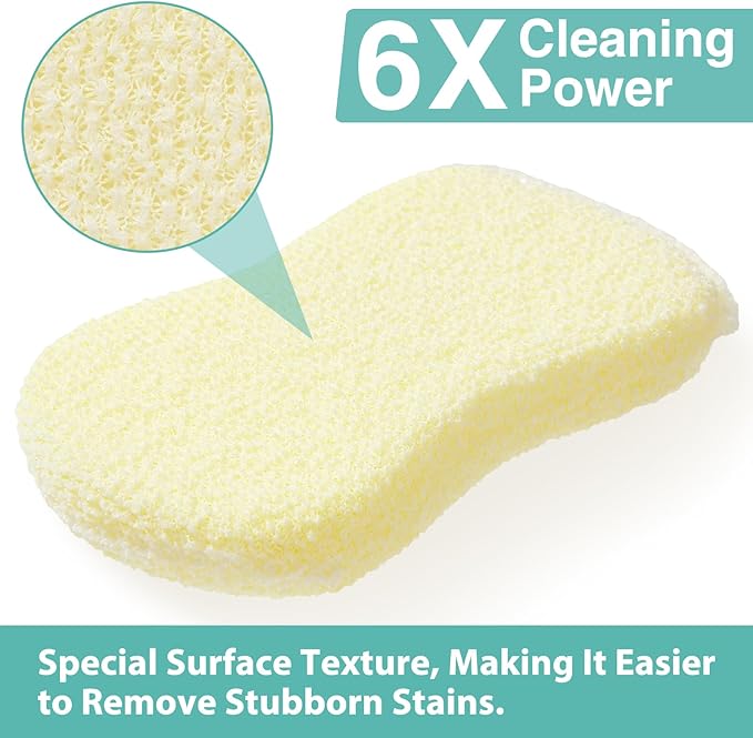Sponges Kitchen Scrub Dish Sponge Scouring Pad, 6 Pack Cleaning Brush Scrubber - Image 4