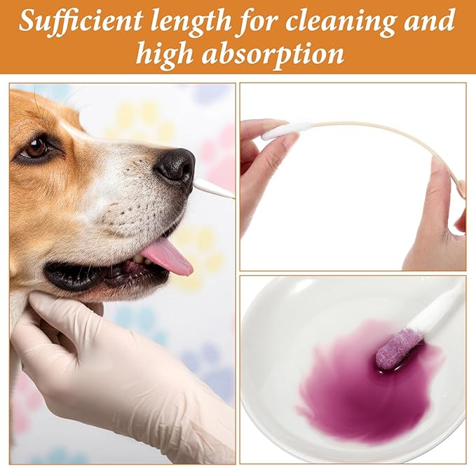 100 PCS Long Cotton Swabs for Dog Ears, 6-Inch Large Cotton Ear Swabs for - Image 4