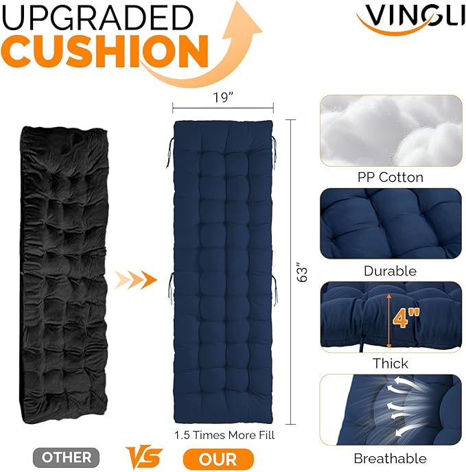 VINGLI Padded Zero Gravity Chair, Lounge Chair with Removable Cushion & Tray， Folding Reclining Patio Chairs， Recliner Chair for Lawn，Indoor and Outdoor-Blue - Image 3