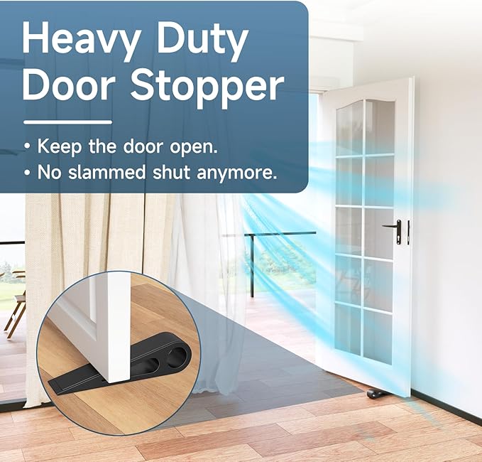 2 Pcs Heavy Duty Door Stopper for Bottom of Door, Aluminum & Rubber Door Stop - Image 3