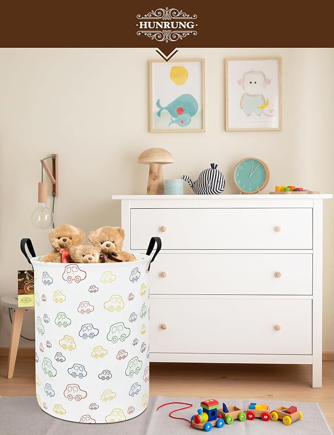 HUNRUNG Laundry Hamper, Large Canvas Fabric Lightweight Storage Basket Toy - Image 6