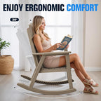 Devoko PP Material Rocking Chair Outdoor Indoor All Weather High Back Patio Rocker for Adult Heavy Duty Rocking Chair for Patio Backyard Porch Garden (Heavy Duty, Light Brown) - Image 6