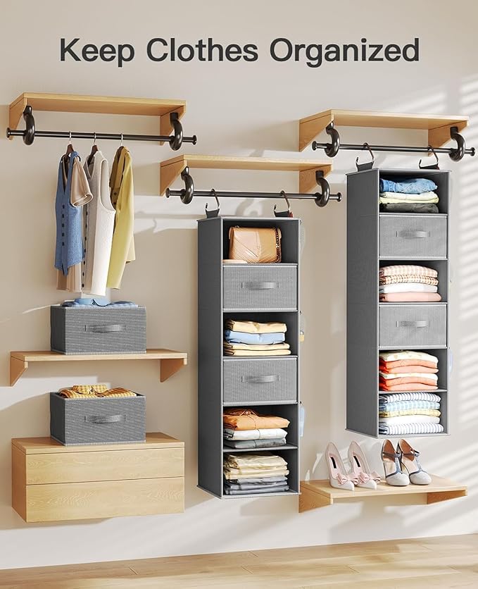 Pipishell Hanging Closet Organizer 6-Shelf, Hanging Shelves - Image 7