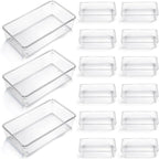 Maitys 12 Pcs Clear Drawer Organizer 9 x 6 x 2 Inches Plastic Rectangle Trays by Maitys