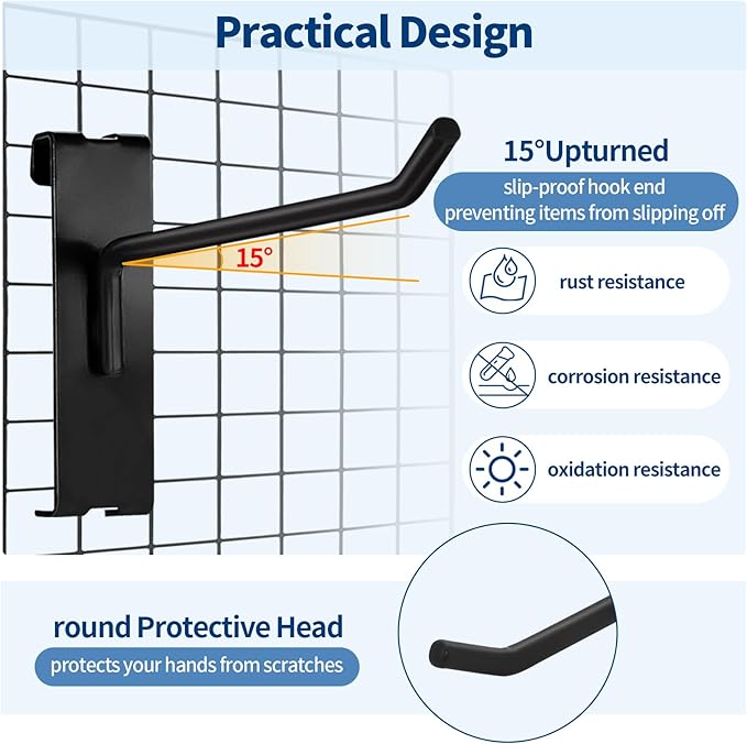 20Pcs Gridwall Hooks, Metal Grid Panel Hanging Peg Hooks, Grid Wall Accessory - Image 5