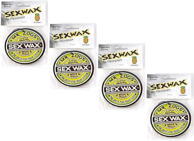 Sex Wax Mr. Zoggs AIR FRESHENER 3" Logo Green 4-Pack Pineapple by Unknown