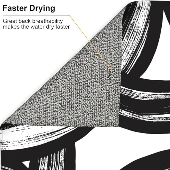 Black and White Abstract Curved Dish Drying Mats, Absorbent Microfiber Modern - Image 8
