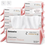 Soft Dry Wipe 10 Pack, Face Tissues, Lint Free Facial Cleansing Towels by Deluwire