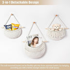 3 Tier Hanging Fruit Baskets for Kitchen, Boho Cotton Rope Handwoven Vegetable - Image 5